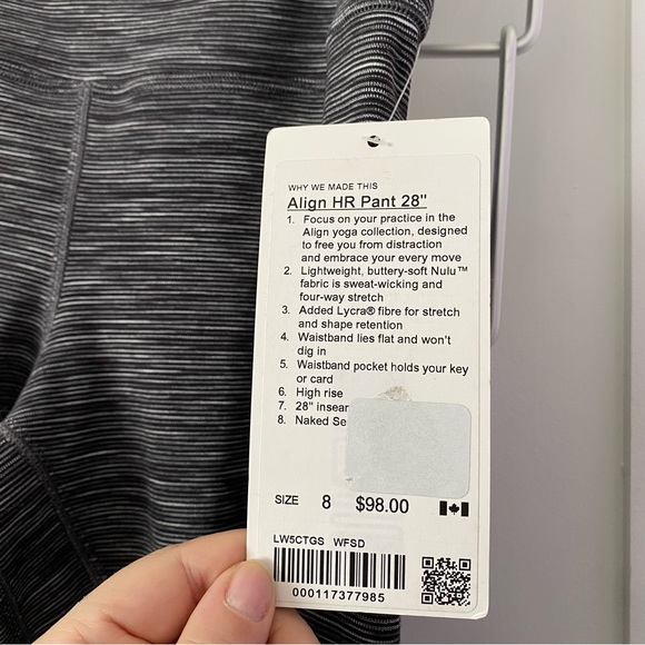 BNWT 🦓 Lululemon High Rise Align 28” Leggings in Heather Space Grey stripey - Picture 6 of 6